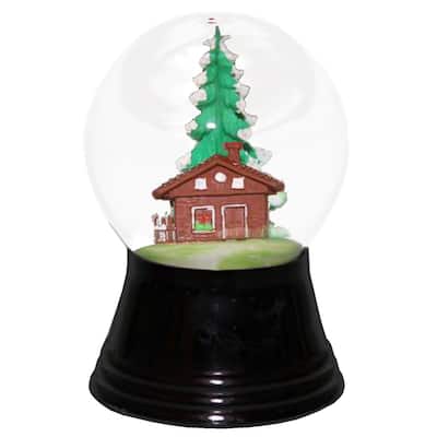 2.5" Black and Brown Perzy Snow Globe Small Chalet Decoration