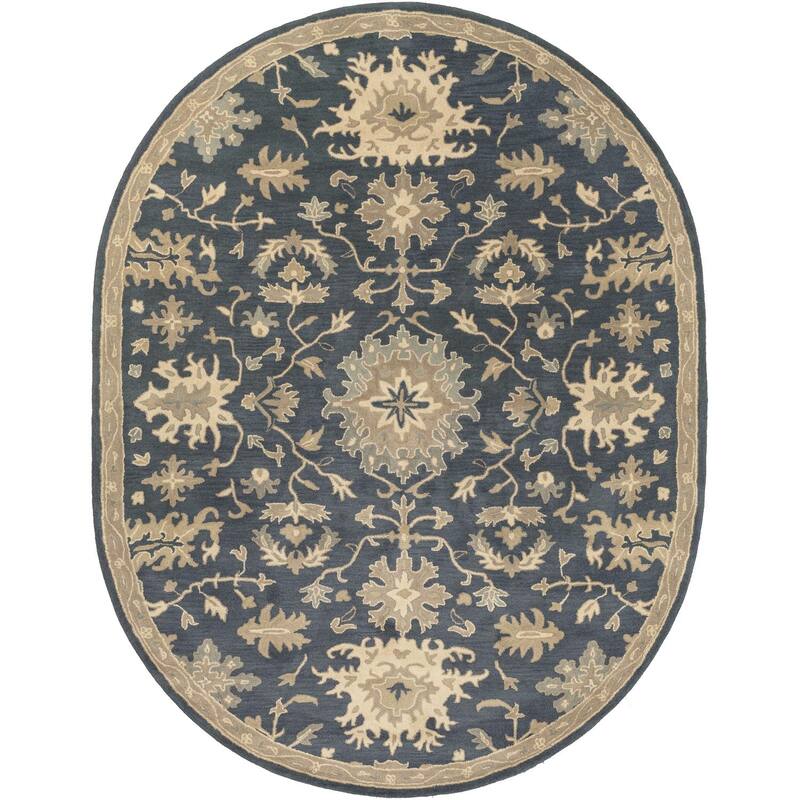Livabliss Caesar Traditional Area Rug - 8' x 10' Oval - Navy - Oval