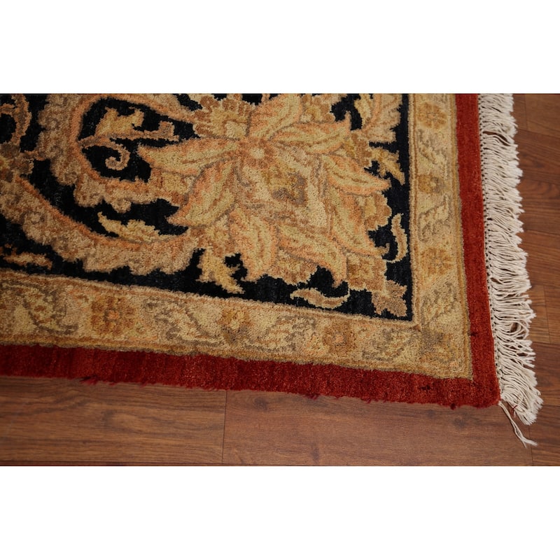 Red Floral Agra Indian Area Rug Handmade Wool Carpet - 9'0" x 12'5"