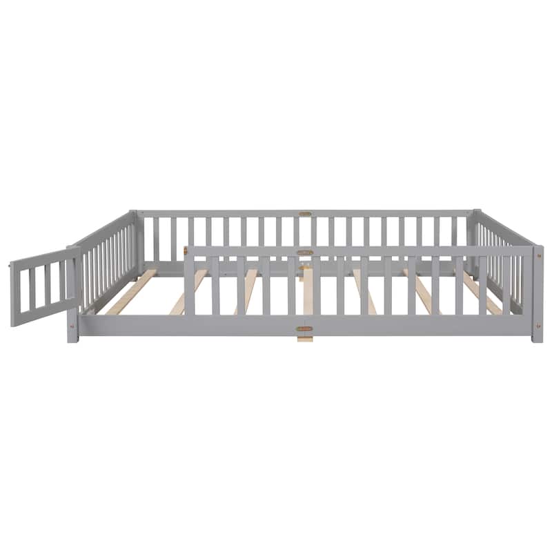 Floor Platform Bed with Fence and Door