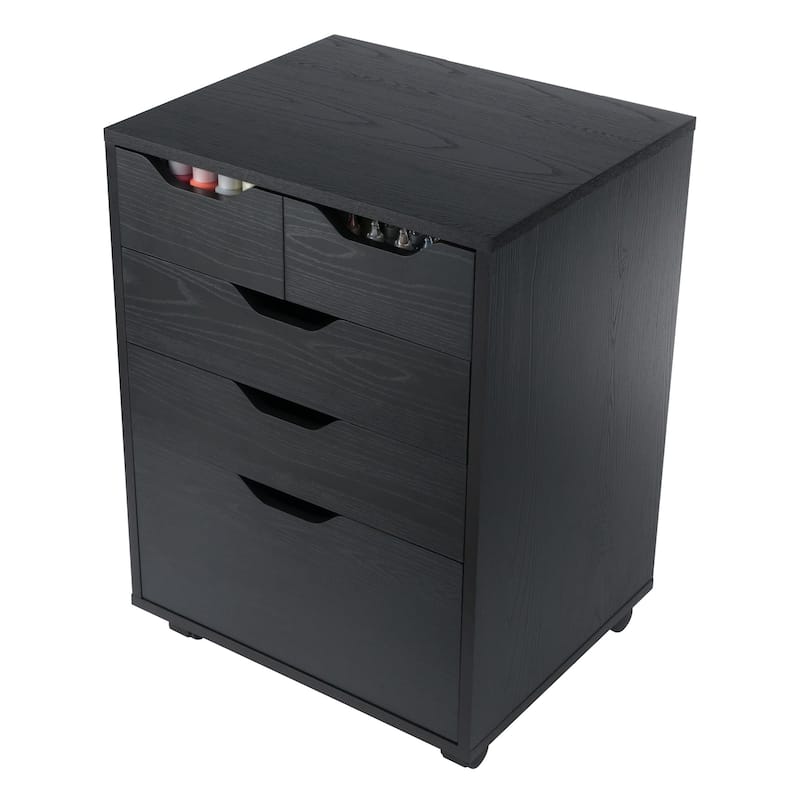 Halifax Bins & Drawers Storage Mobile Cabinet, Black