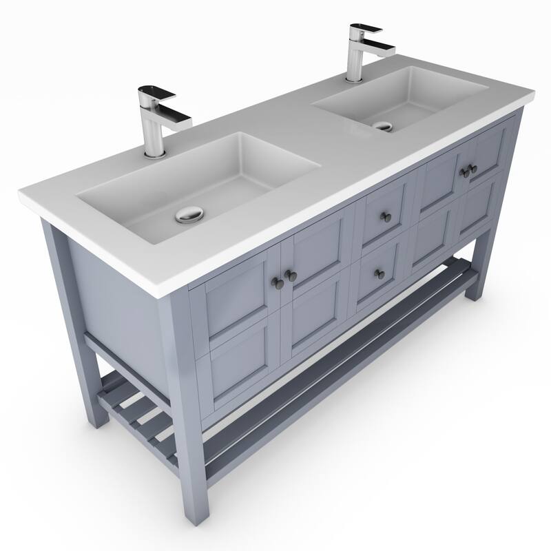 Alicia 60" Bathroom Vanity Set - White Top