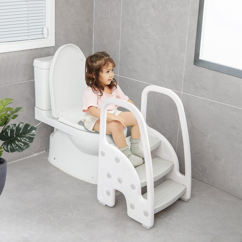 Gymax Three-Step Stool for Toddlers Children Step up Leaning Helper