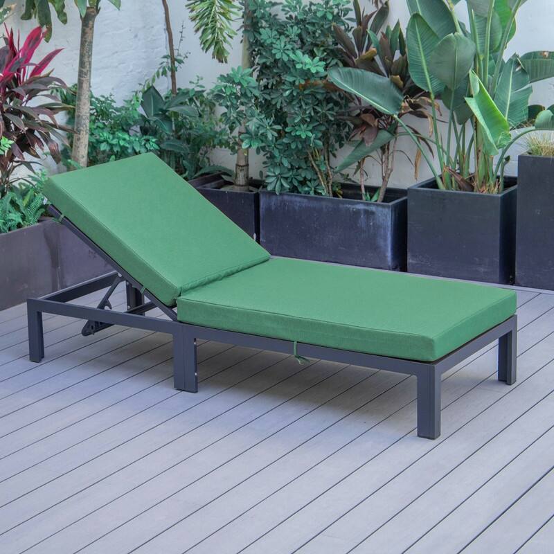 Chelsea Heavy-Duty Aluminum Outdoor Chaise Lounge with Machine-Washable Fade-Resistant Cushions, Lay-Flat Design