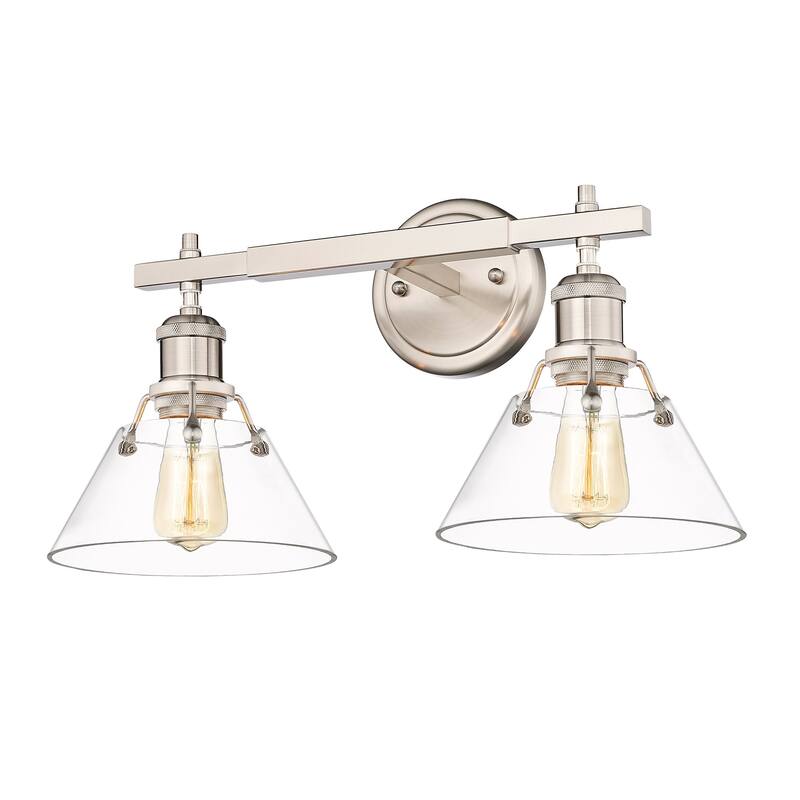 Orwell 2-Light Vanity Light in Pewter with Clear Glass - Silver
