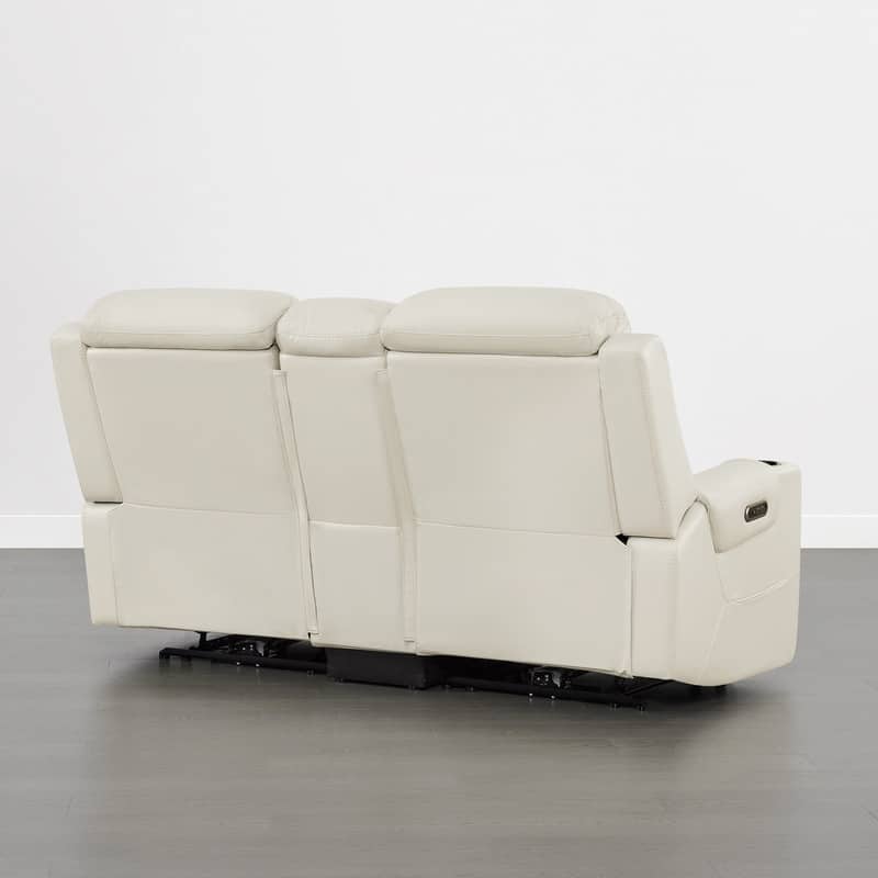 Spruce & Spring Genuine Leather Power Reclining Sofa with Wireless Charging