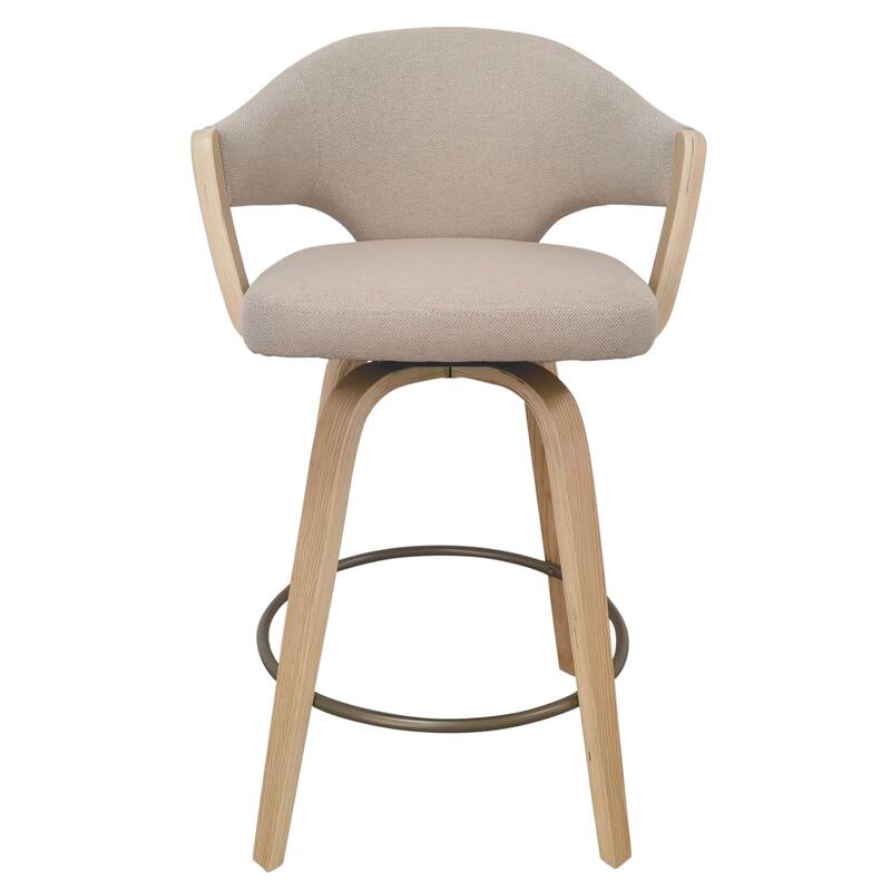 Modern Fabric and Bentwood 26" Counter Stool with Swivel, Set of 2