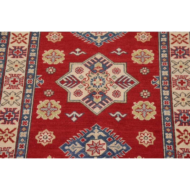 Kazak Oriental Accent Rug Handmade Geometric Wool Carpet - 3'6"x 4'11"
