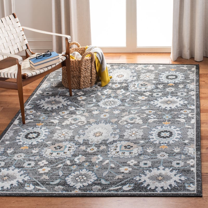SAFAVIEH Liberty Janyce Cottage Floral Rug - 5'3" x 7'7" - Dark Grey/Ivory