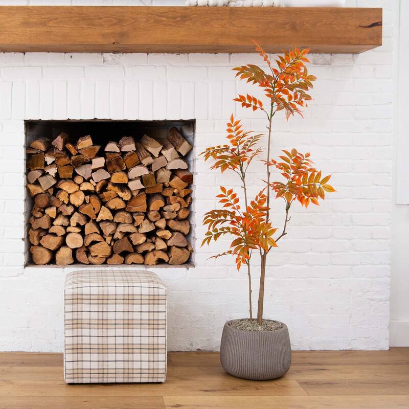 Artificial Sumac Potted Tree - 5' - Orange and Brown