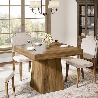Square Dining Table for 4, 31.5-Inch Kitchen Table with Pedestal Base - Bed Bath & Beyond - 40914375