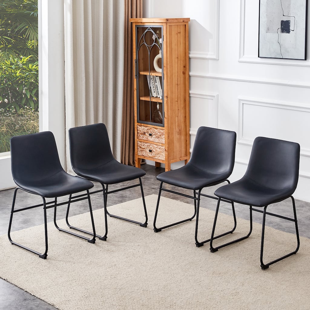Set Of 4 Classic Pu Leather Chairs , A Stylish Seat Suitable