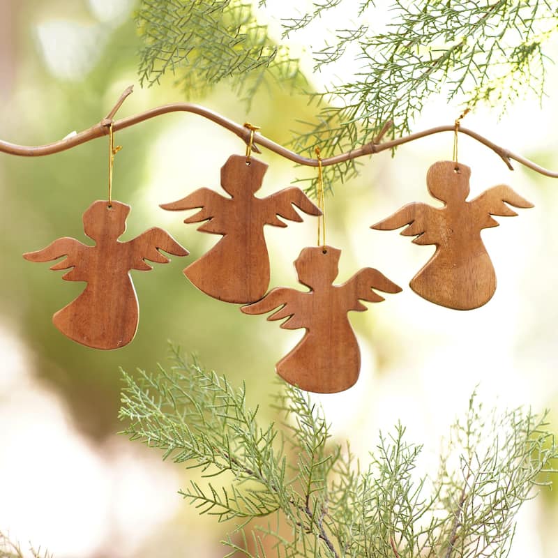 Novica Handmade Heavenly Messengers Wood Ornaments (Set Of 3) - Bed ...