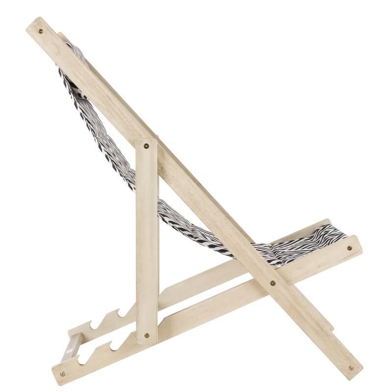 SAFAVIEH Outdoor Keila White Wash/ Navy Foldable Sling Chair - 24W x 34D x 41H