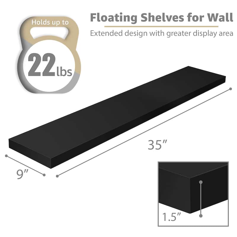 Sorbus Long Floating Shelves for Wall Set of 2 - 35"L x 9"W x 1.5"H