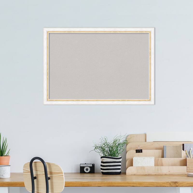 Morgan Wood Framed Grey Corkboard Bulletin Board