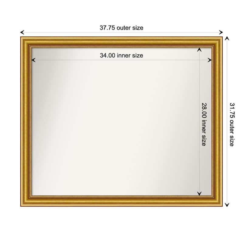 Townhouse Gold Framed Non-Beveled Custom Wall Mirror, Bathroom Vanity Mirror - Outer Size: 37.75 x 31.75