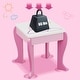 preview thumbnail 22 of 22, Costway Kids Vanity Makeup Dressing Table Chair Set Wooden W/ Mirror - See details