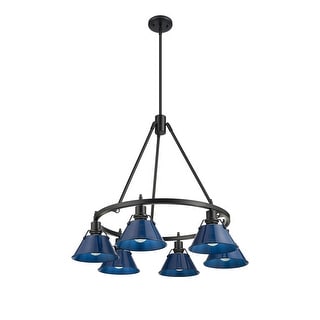 Orwell 6-Light Chandelier in Matte Black with Matte Navy