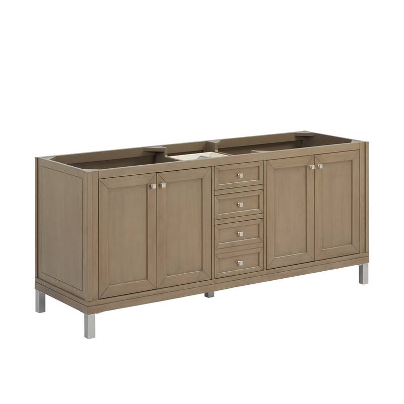 Chicago 72" Double Vanity, Walnut Whisper - No Top