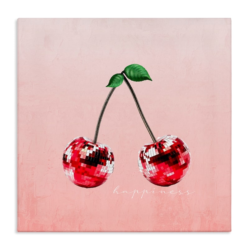 Stupell Happiness Disco Cherries Canvas Wall Art Design By Kim Allen - 36 x 36