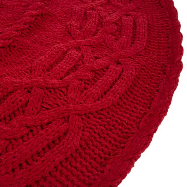 Glitzhome 52"D Knitted Polyester Christmas Tree Skirt