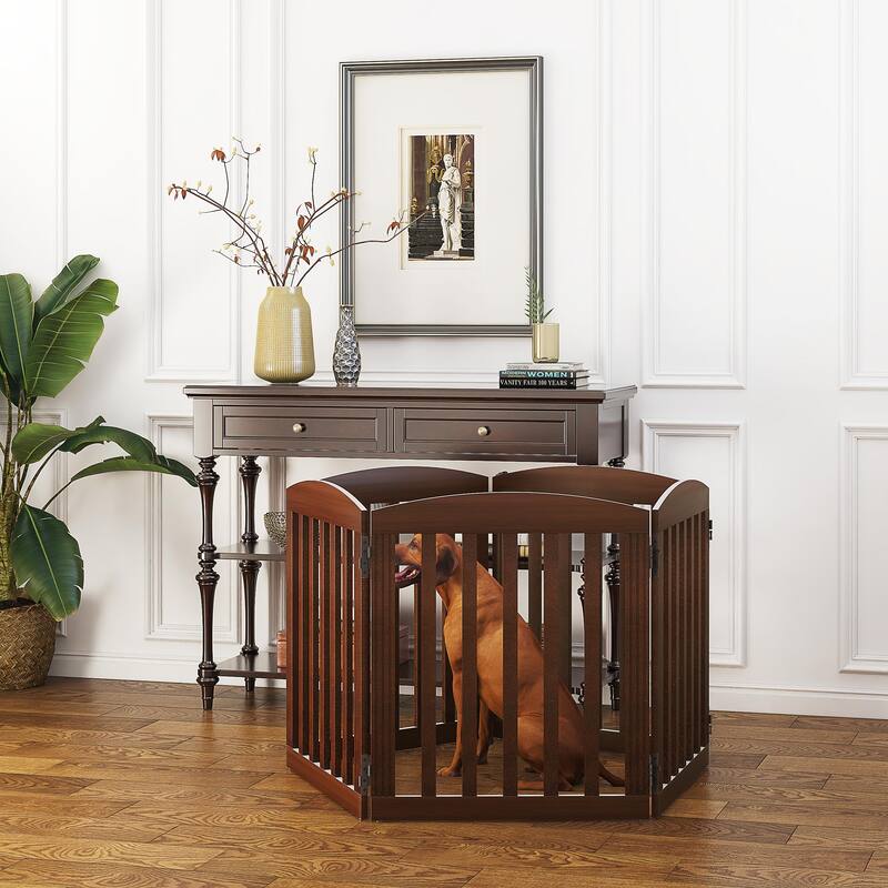 COSTARS Foldable Dog Gate, Dog Gates for Doorways, Stairs, The House, Wooden Freestanding Pet Gate Indoor, Step Over Puppy Gate