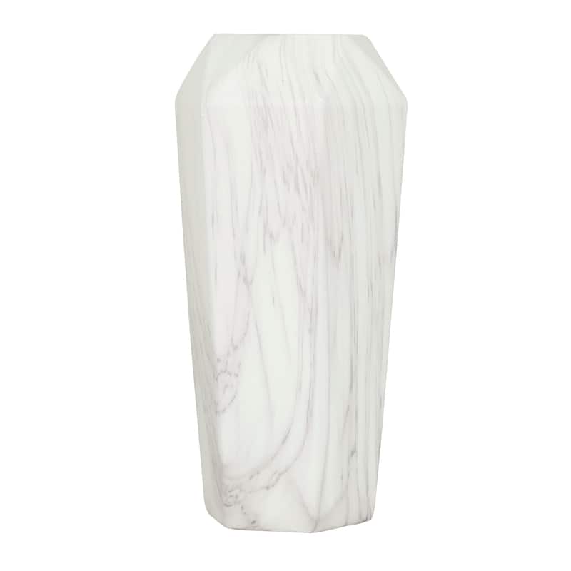 White Ceramic Faux Marble Decorative Vase