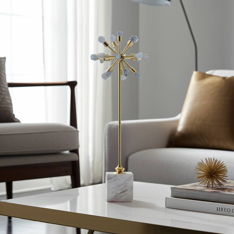 Abstract Metal and Stone Starburst Decorative Object Sculptural Design