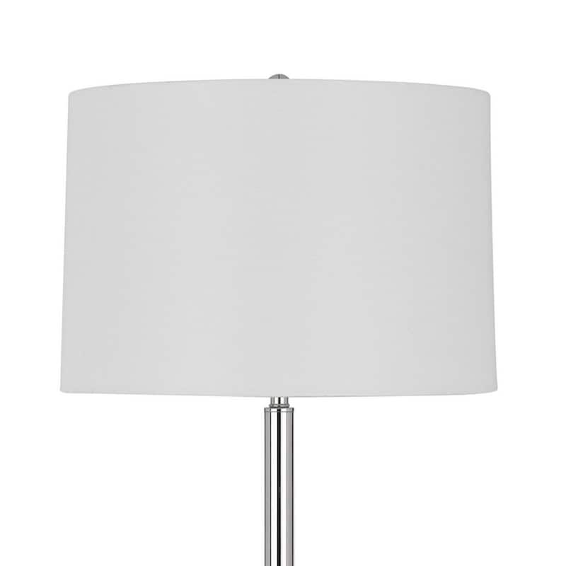 Charlie 61 Inch Modern Floor Lamp, Wood Table, 1 USB, Glossy, White, Brown
