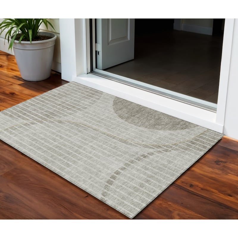 HomeRoots Striped Transitional Rectangle Outdoor Rug - 3' x 5'