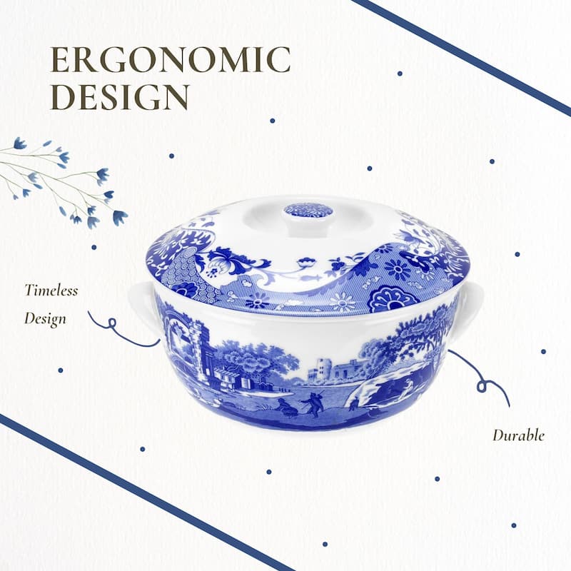 Spode Blue Italian Round Covered Deep Dish