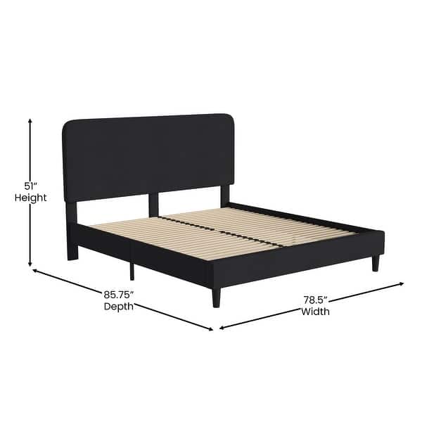 dimension image slide 5 of 8, Upholstered Platform Bed with headboard