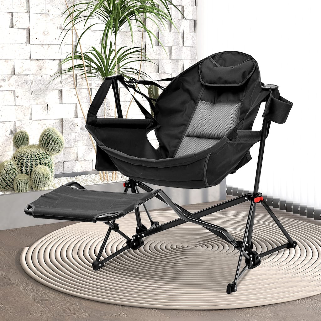 Hammock Camping Chair with Footrest, Outside Foldable Portable Rocking Chairs
