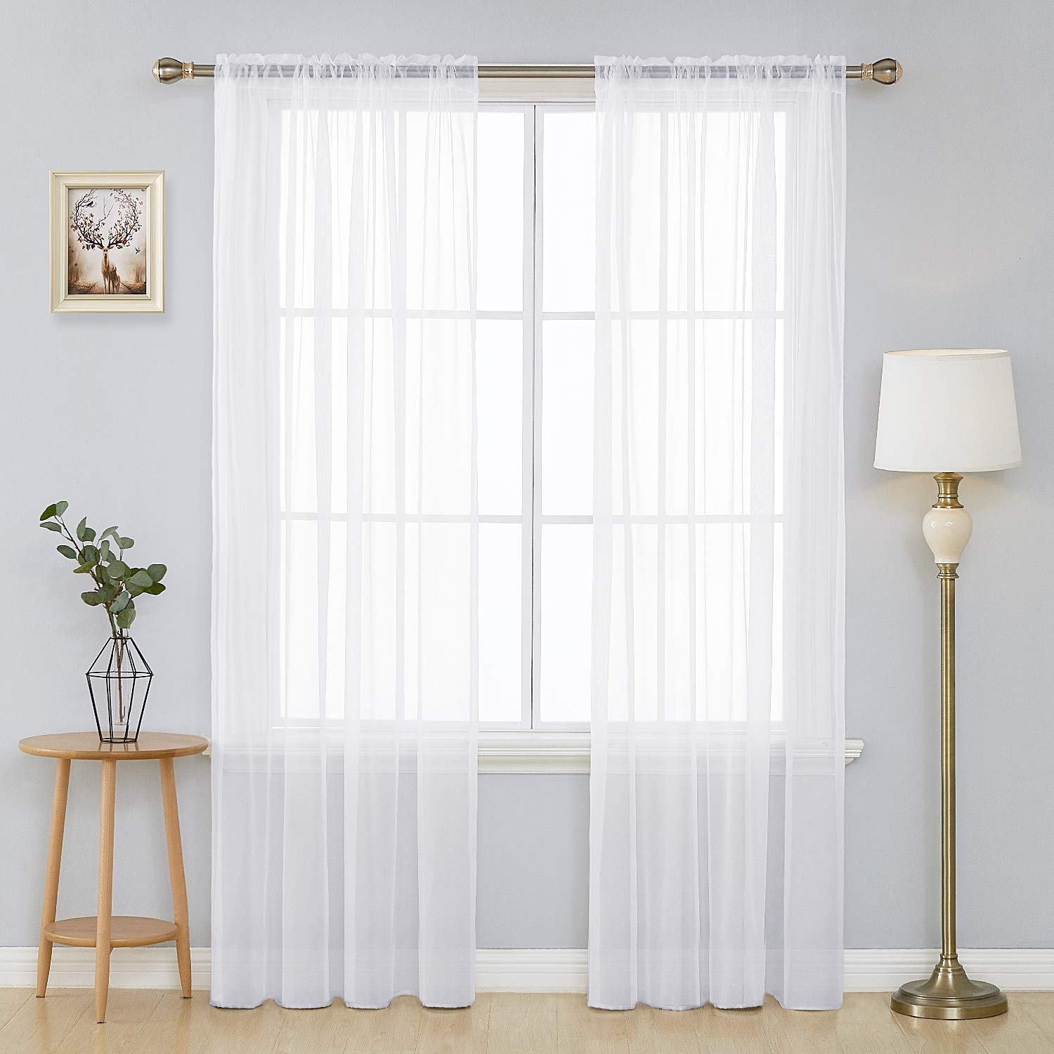 Deconovo Sheer Rod Pocket Voile Curtains - 54W x 95L