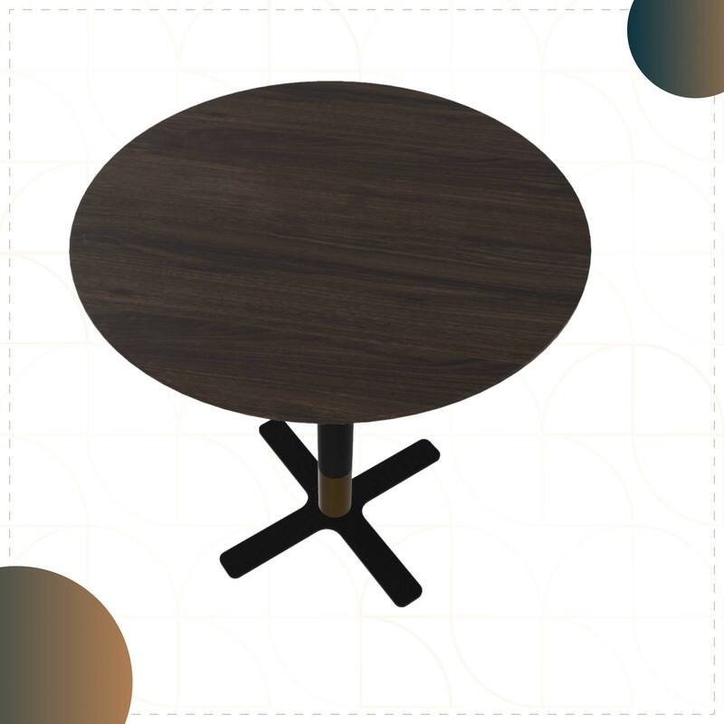 Vail Round Dining Table with 27 in. MDF Tabletop in Black Stainless Steel Cross Legs with Gold Accent Base Kitchen Table