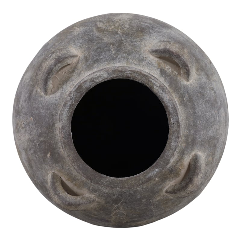 Pottery Terracotta Vase Urn Shaped Side Handle Curved Artisanal Design