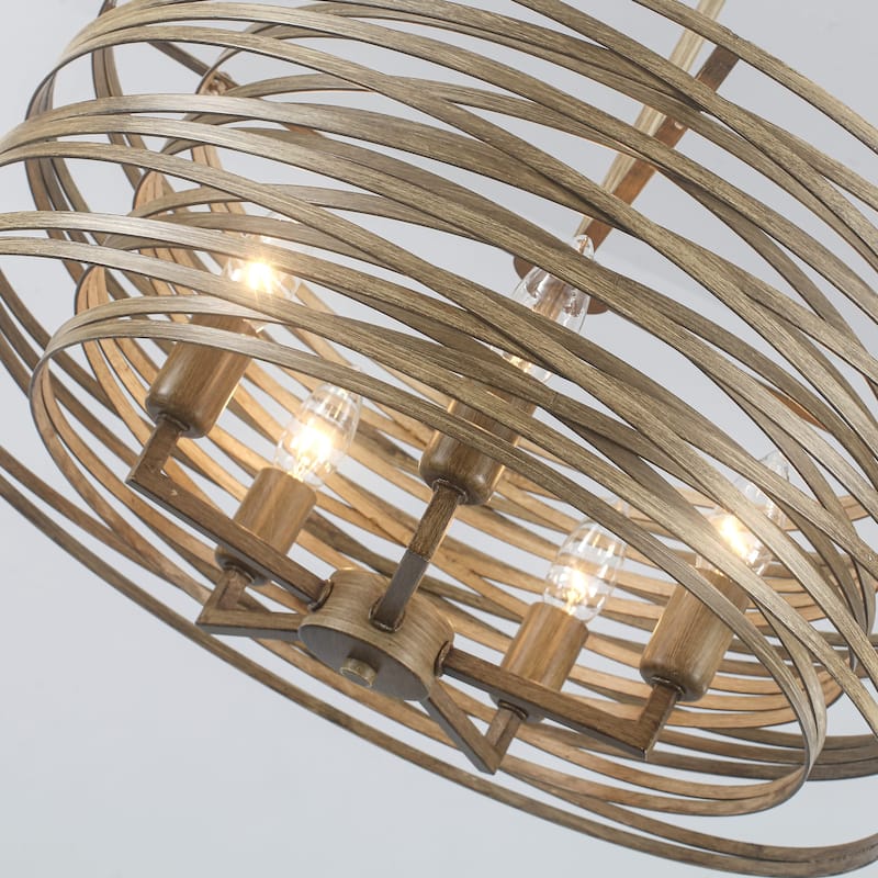 Farmhouse 5-Light Metal Drum Shape Pendant Light for Kitchen Island Entryway