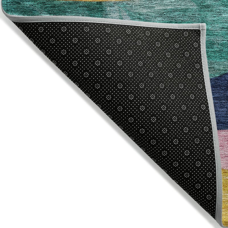 Machine Washable Indoor/ Outdoor Abstract Contemporary Chantille Rug