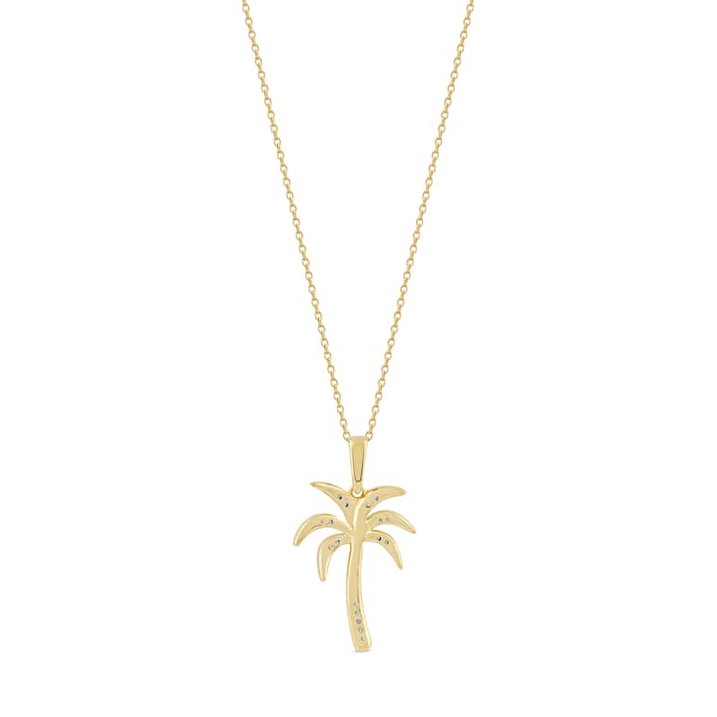 1/20ct TDW Diamond Palm Tree Pendant Necklace in Silver for Women