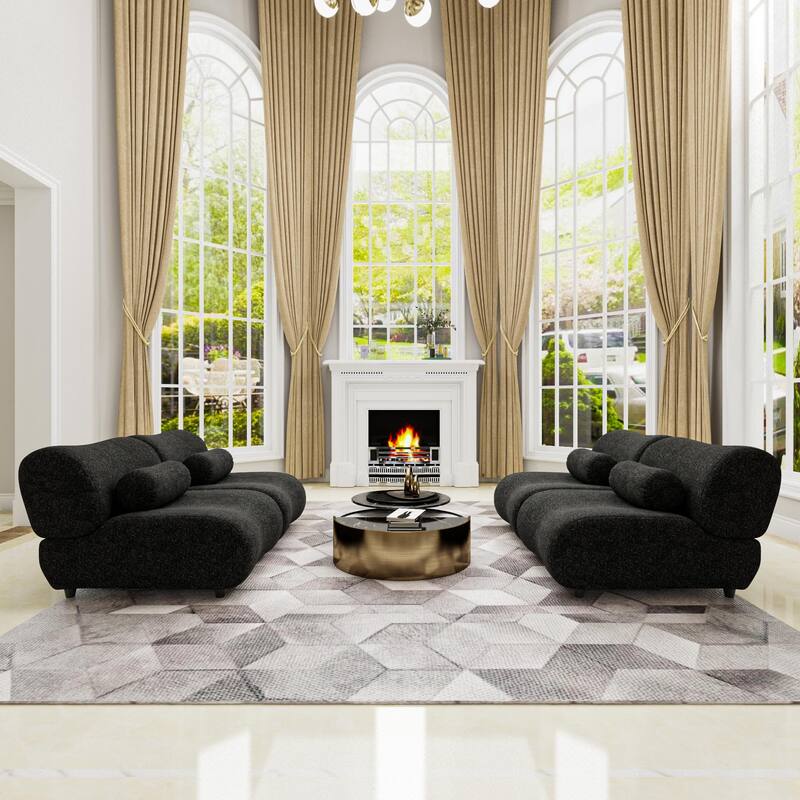 Chenille Modular Sectional Sofa Set, 4-Seater with Reclined Back