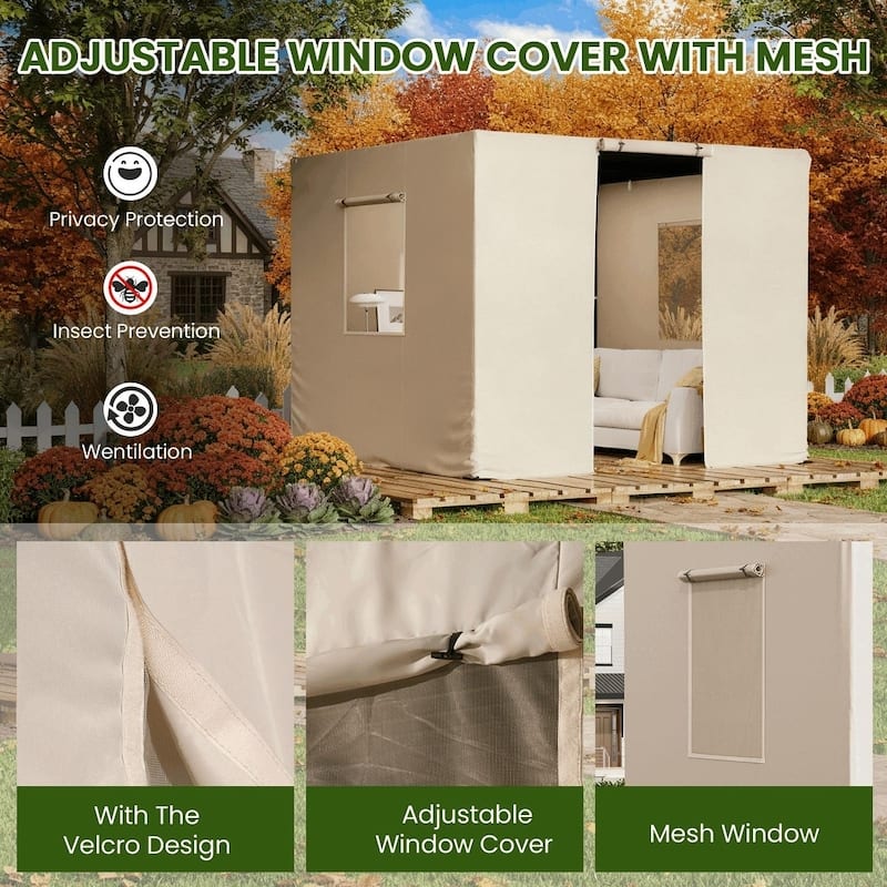 Outdoor Louvered Pergola with Optional Winter Cover Accessory | Adjustable Aluminum Hardtop Gazebo Includes Curtains & Netting