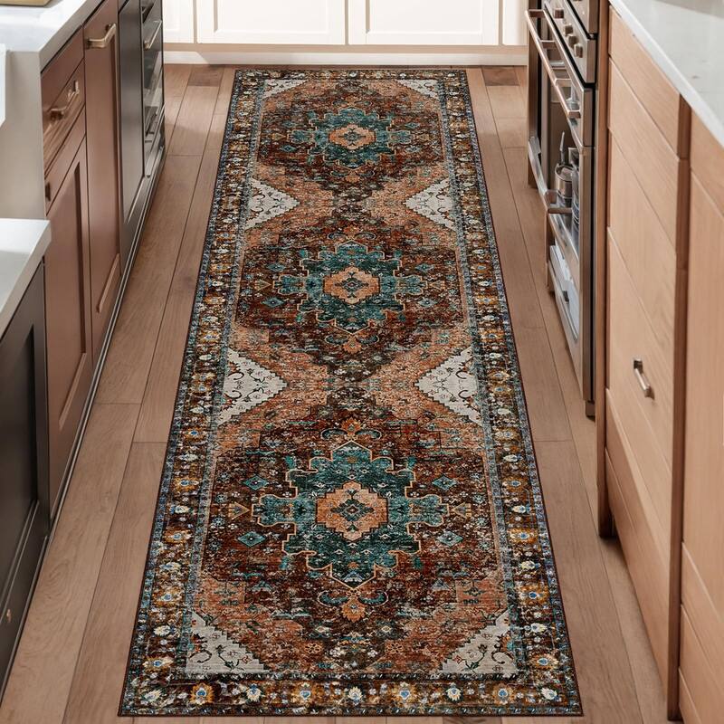 Washable Vintage Area Rug, Boho Rug, Ultra Soft Rugs for Entryway