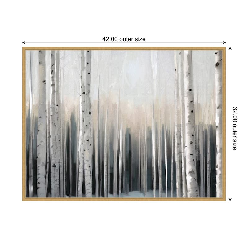 Kate and Laurel Sylvie Birch Tree Glow Framed Canvas by Mary Sparrow