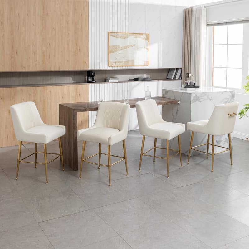 Modern Velvet 39'' H Metal Leg Counter or Bar Stools Set of 4