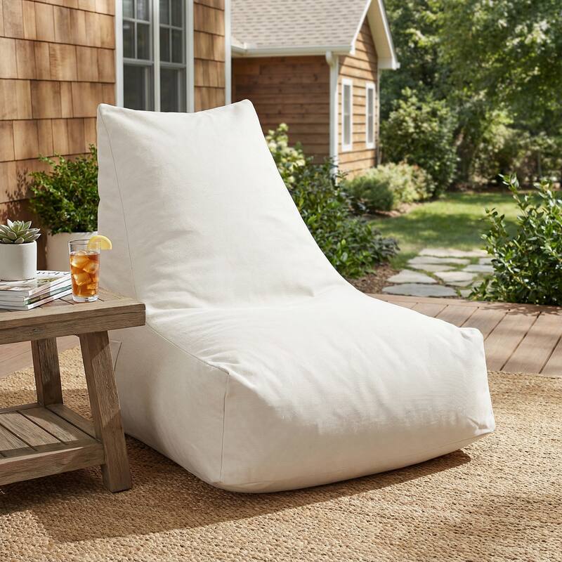 Christopher Knight Home - Lila Outdoor Patio Ergonomic Upholstered Bean Bag Chair with Shredded Foam Filled & Removable Cover