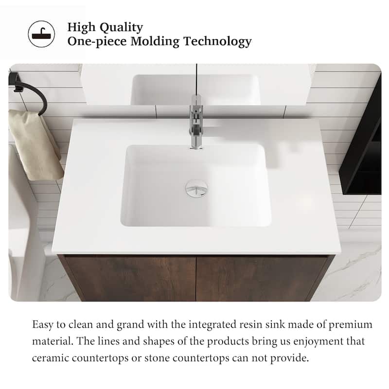 30-inch Freestanding Bath Vanity with Cultured Mable Top