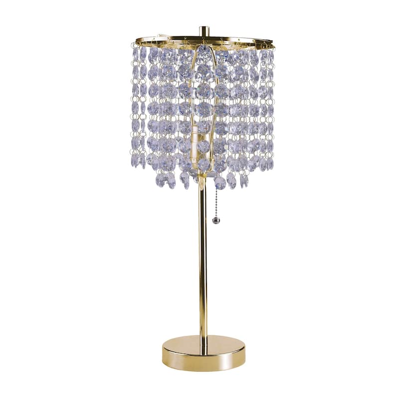 HomeRoots 20" Modern Tall Gold Crystal Chandelier Lamp - 8