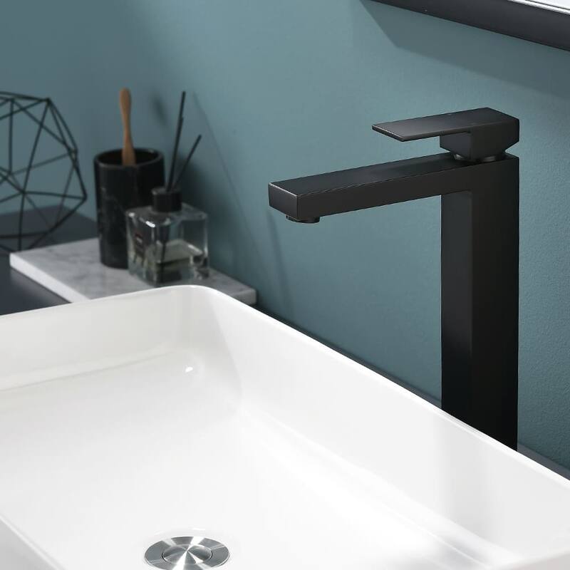 Single Handle Bathroom Vessel Faucet Matte Black Bathroom Vessel Sink Faucet One Hole Modern Tall High Basin Vanity Taps