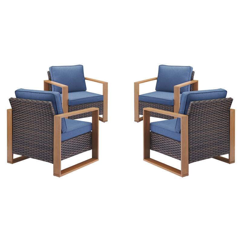 Pocassy 4 Pieces Outoor Patio Chairs Club Chair Set